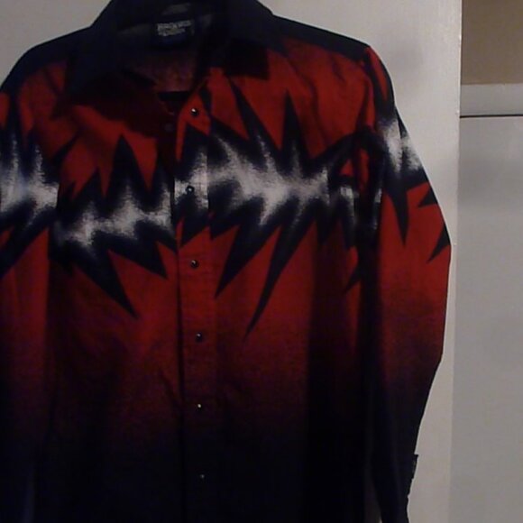 Vintage Brooks & Dunn Panhandle Slim Flame Shirt – Men’s Medium - Picture 6 of 13